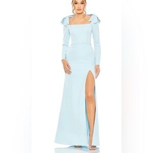 Mac Duggal Light Blue Long Sleeve Gown